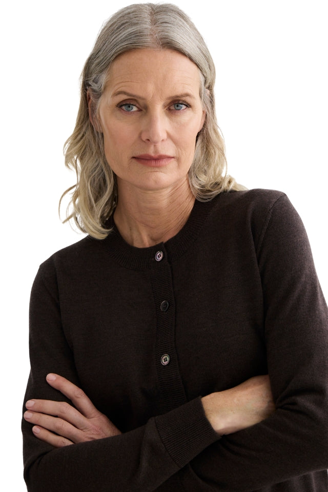 Sylvia Merino Cardigan - Espresso