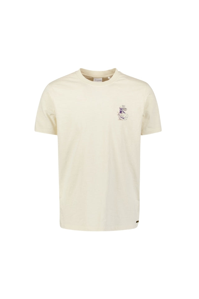 T-Shirt Crewneck Slub Placed Prints - Offwhite