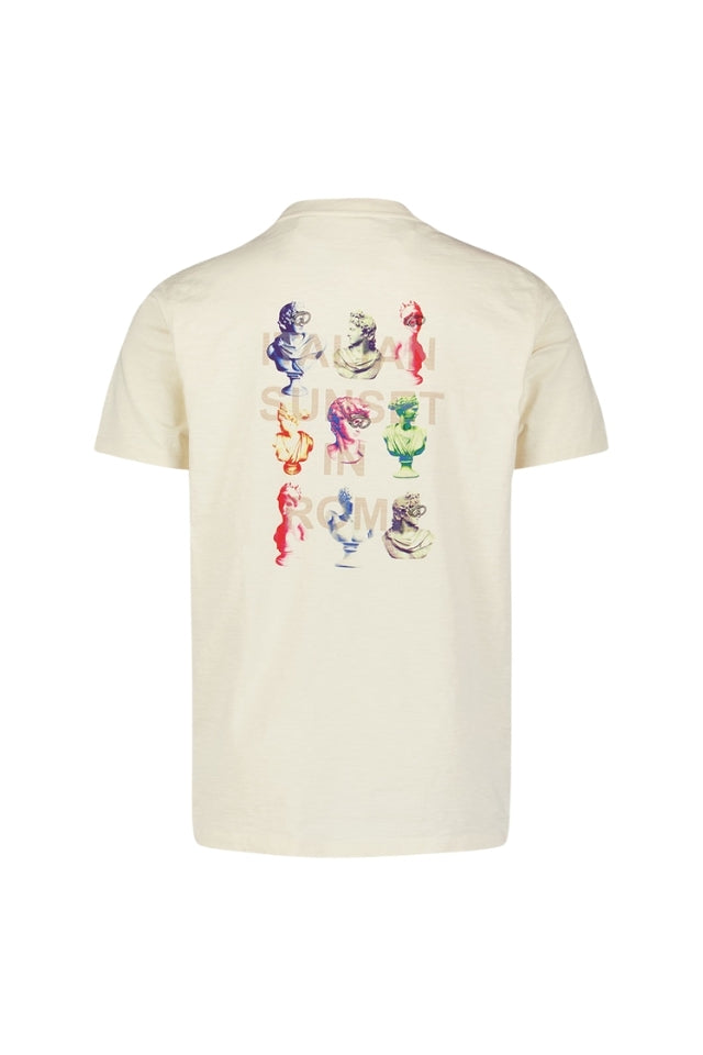 T-Shirt Crewneck Slub Placed Prints - Offwhite