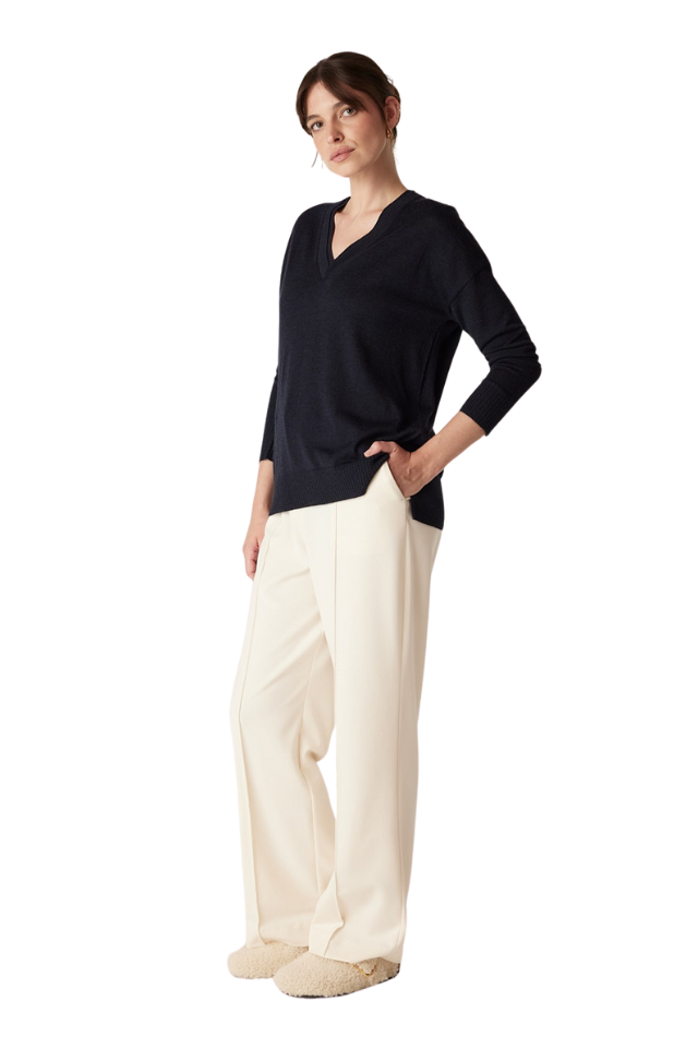 The Saxon Fine Merino Jumper - Midnight Navy
