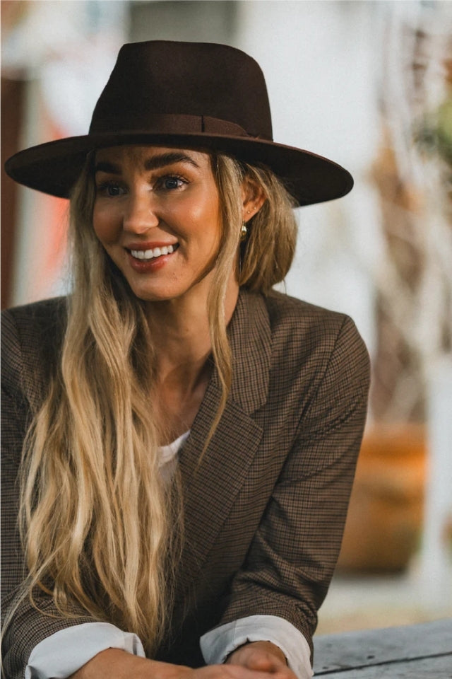 Tara Mid Brim Fedora - Chocolate