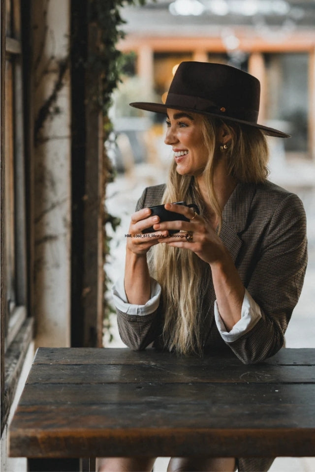 Tara Mid Brim Fedora - Chocolate
