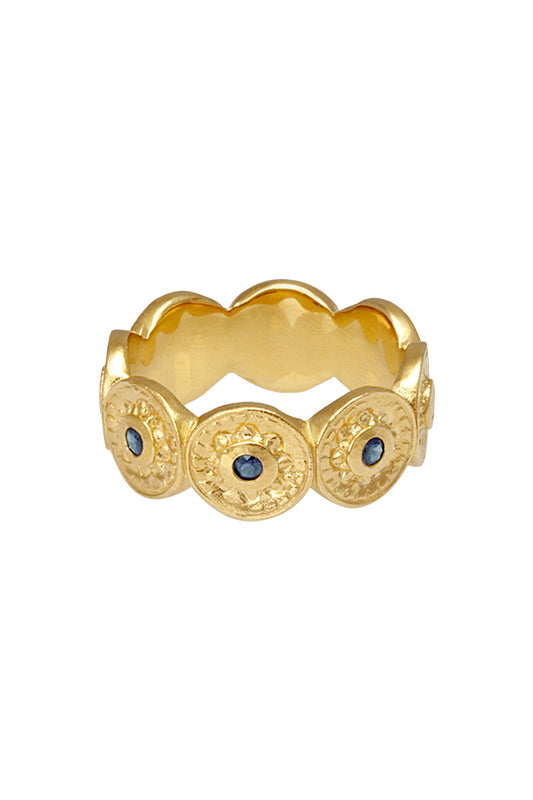 Temple Of The Sun Vesta Ring Blue Sapphire Gold