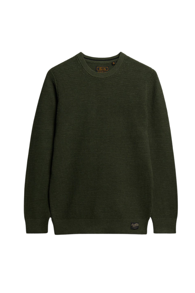 Textured Crew Knit Jumper - Thyme Green