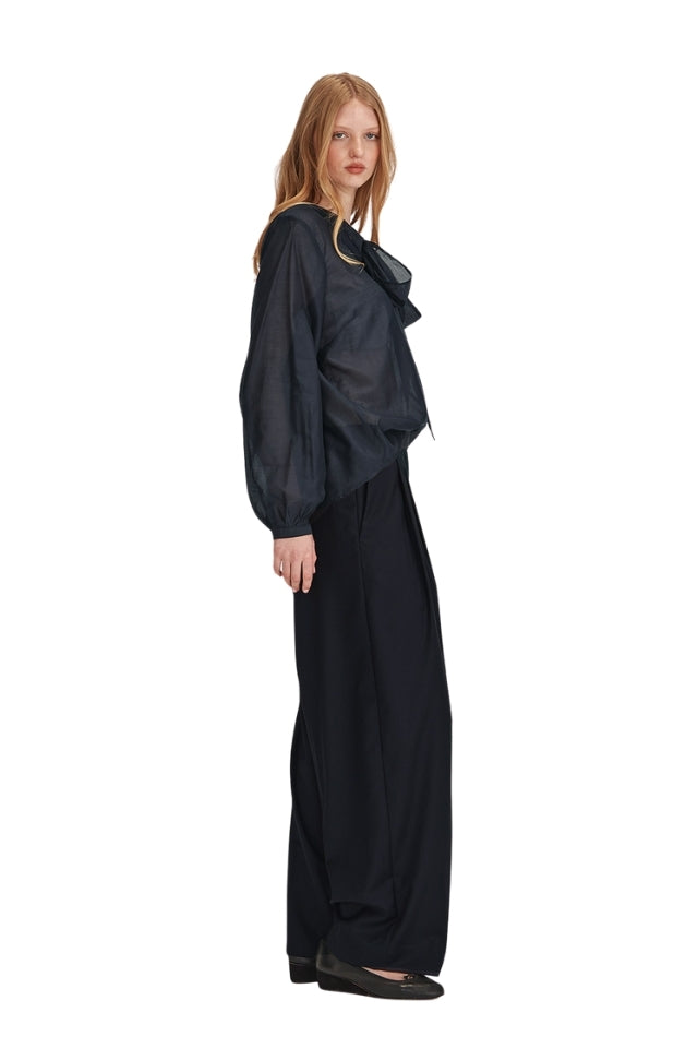 Tie Neck Blouse - French Navy