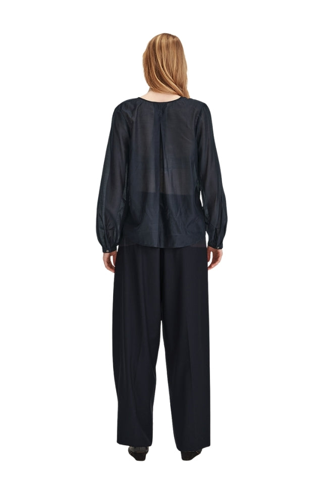 Tie Neck Blouse - French Navy