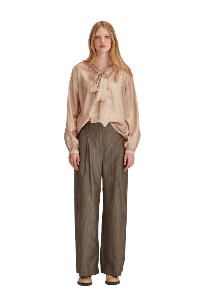 Tie Neck Blouse - Hessian