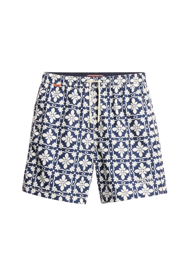 Tile Print 17 Swim Short - Navy Tala Tile