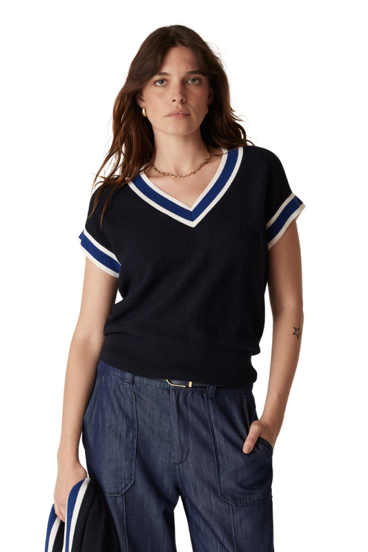 Tribeca Merino Top - Midnight Navy