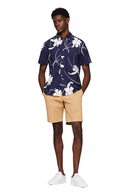 Tropical Print S/S Poplin Shirt - Desert Sky