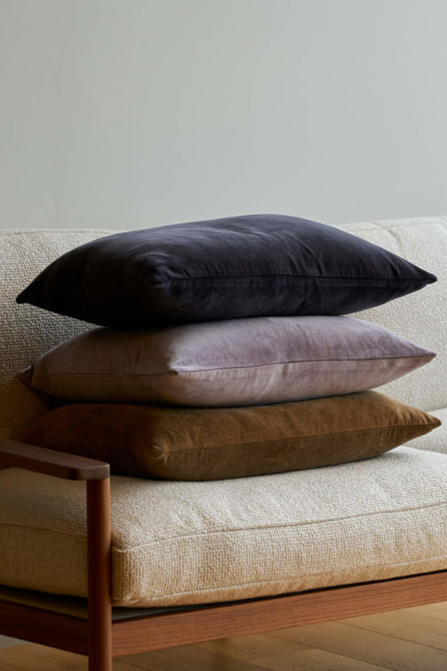 Velvet Cushion Cover - Blue, Black