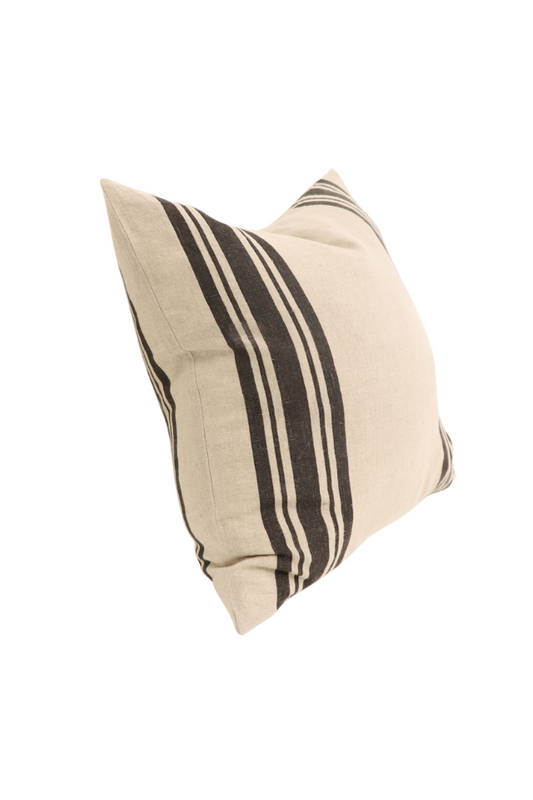 Vera Cushion with Feather Inner - Charcoal Stripe