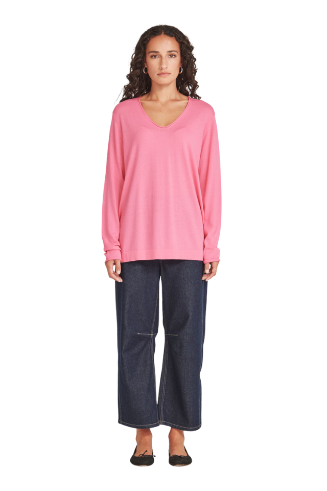 Vinnie V Neck - Pink Sherbet