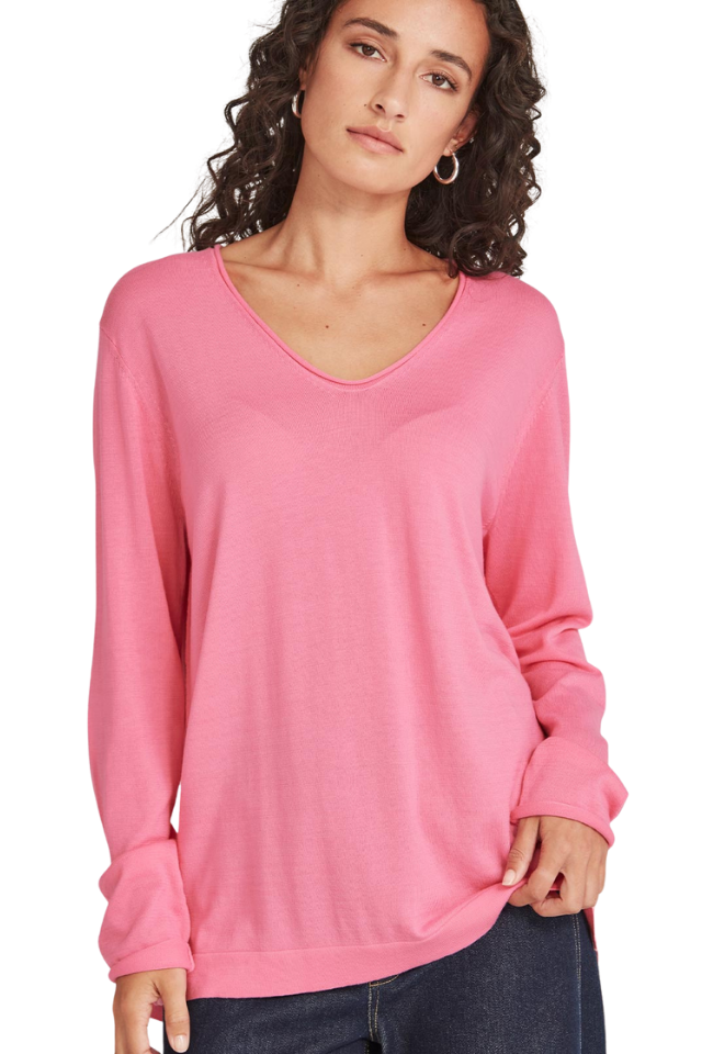 Vinnie V Neck - Pink Sherbet