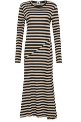 WJD100 Bassike Stripe Heritage Paneled Dress Black Oatmeal 