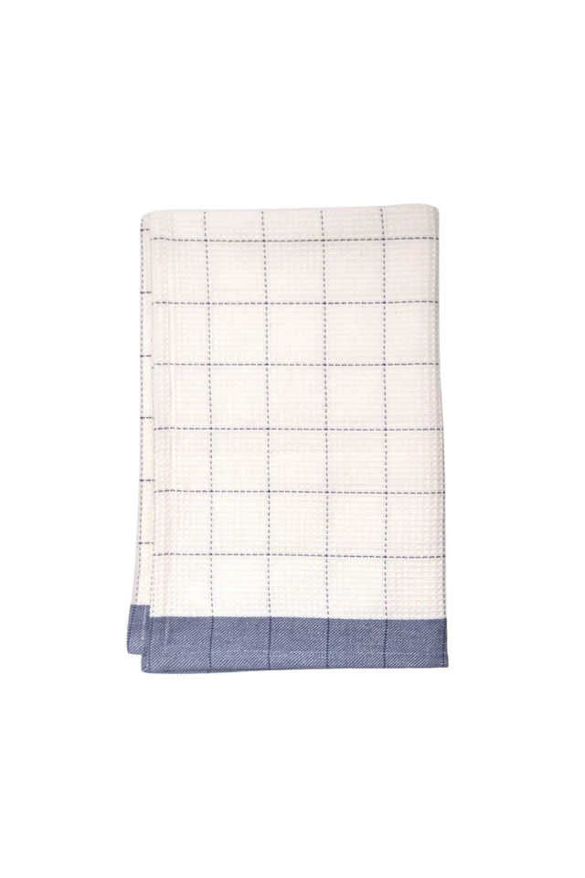 Waffle Cotton Teatowel - Marine Blue