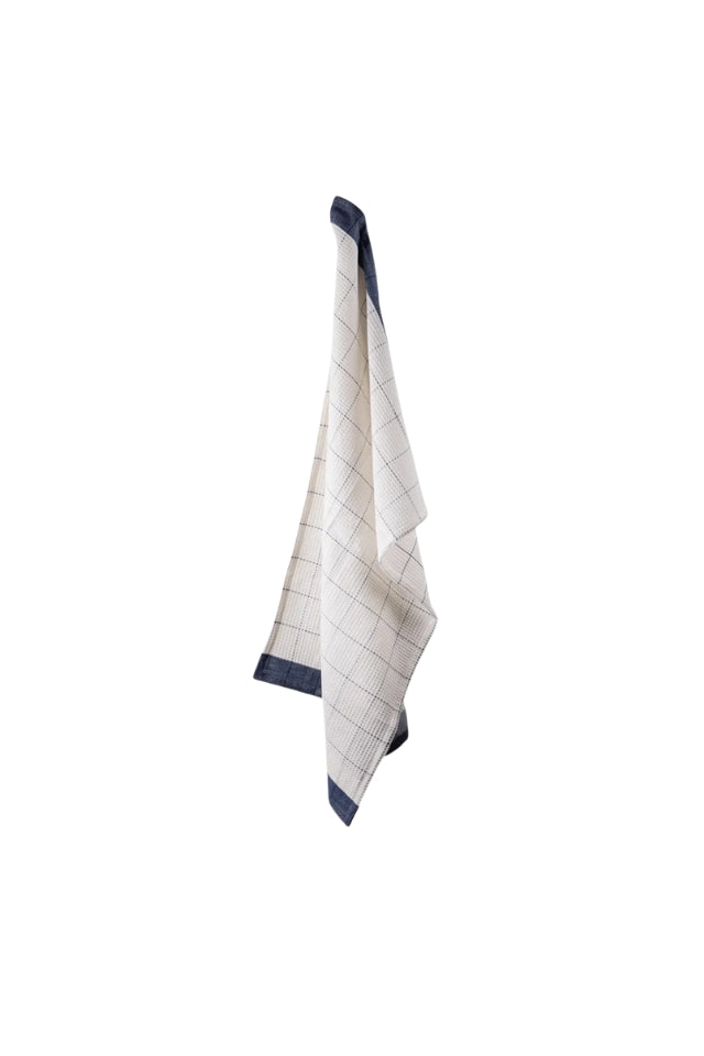 Waffle Cotton Teatowel - Marine Blue