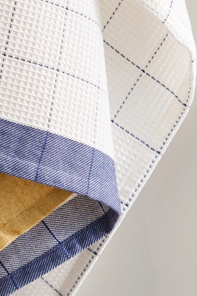 Waffle Cotton Teatowel - Marine Blue