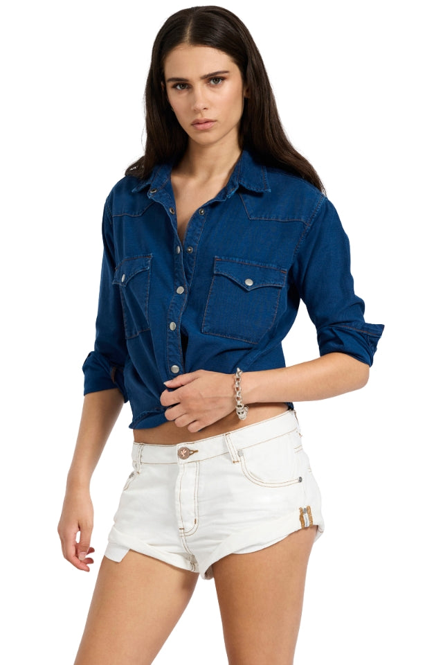 White Beauty Bandits Low Waist Denim Short