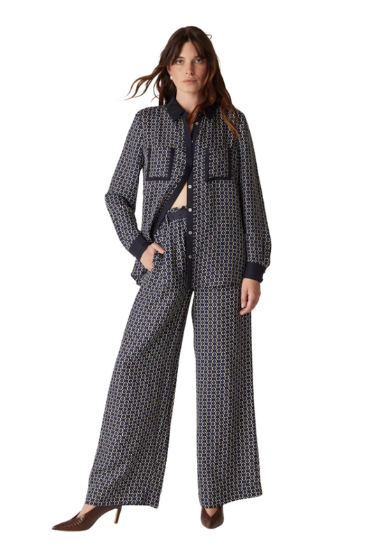 Willa Wide Leg Pant - Chain Print