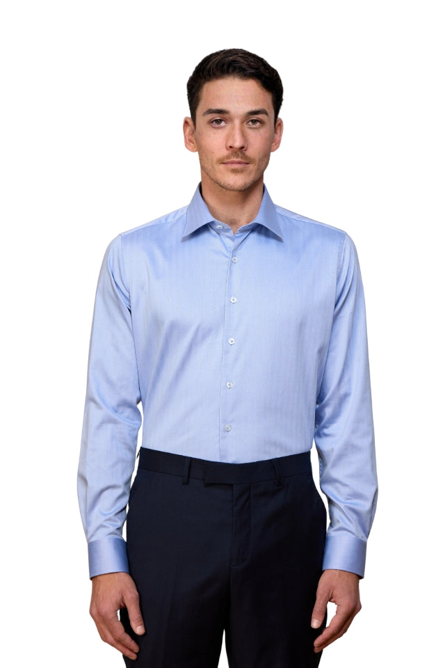 El Hierro Stretch Herringbone Shirt - Cornflower