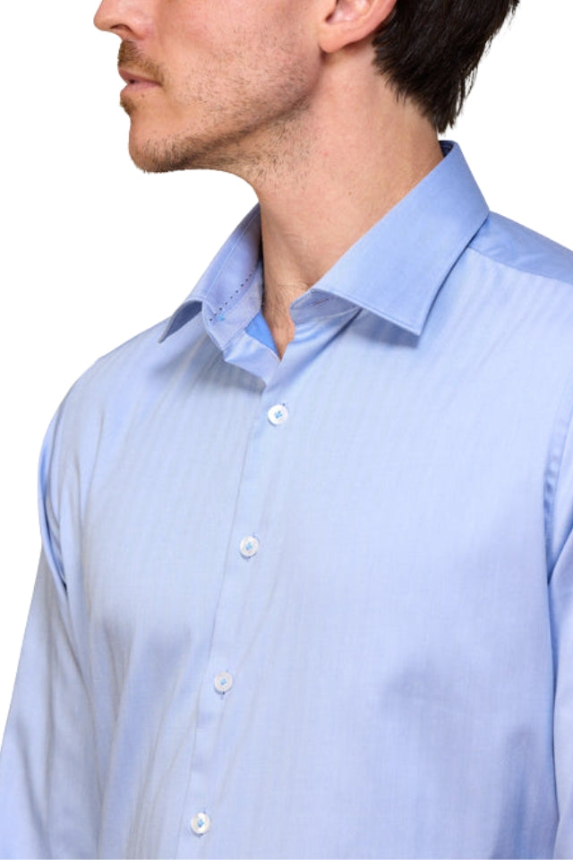 El Hierro Stretch Herringbone Shirt - Cornflower