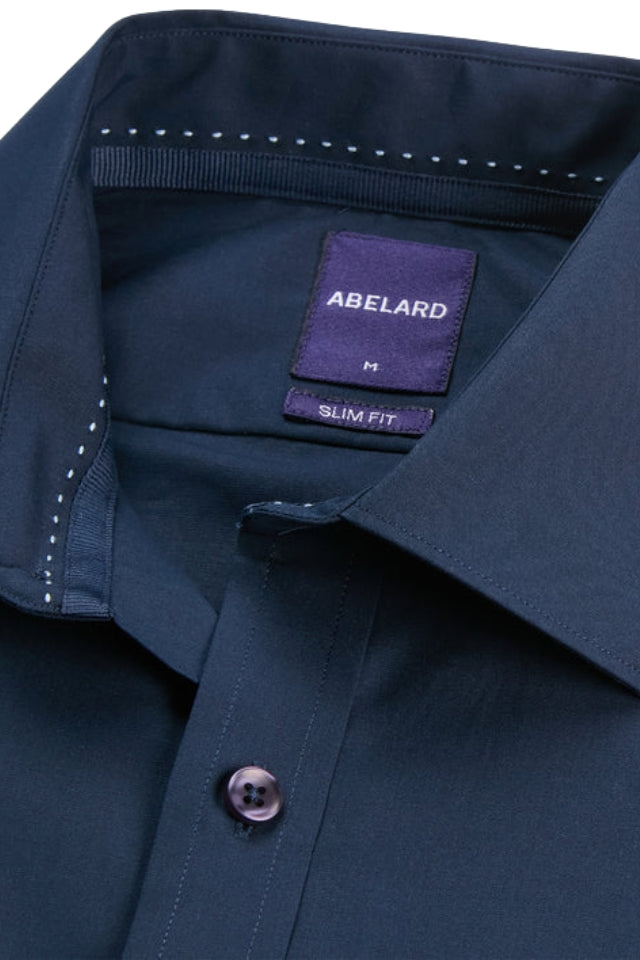 4 Way Stretch Poplin Slim Fit Shirt- Navy