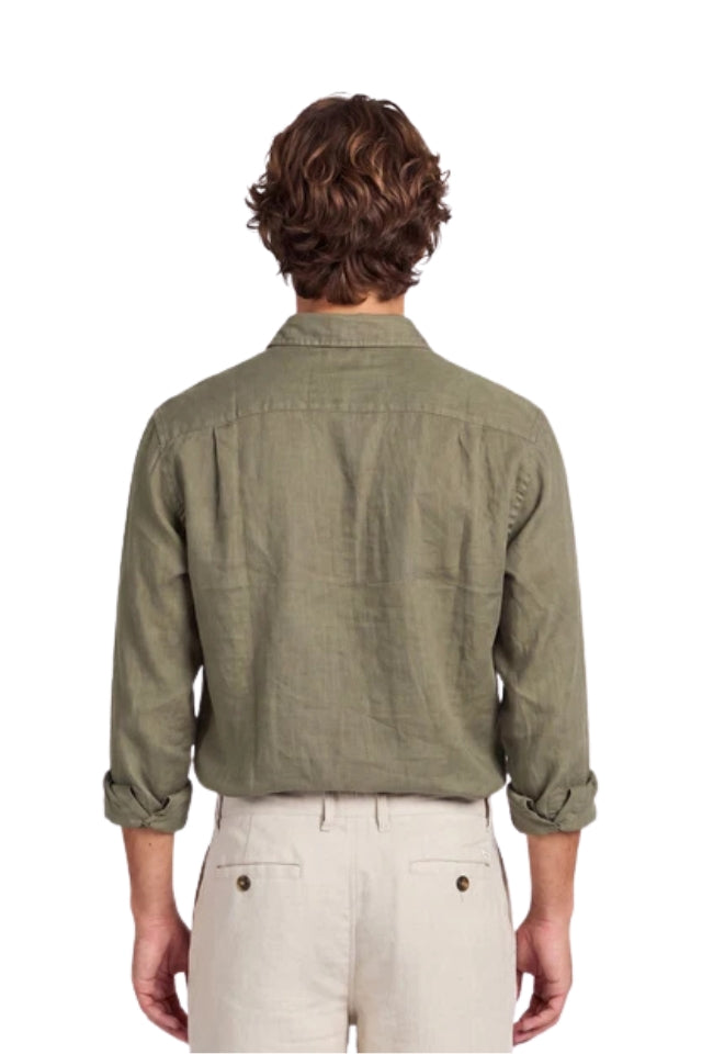 Hampton Linen Shirt - Vetiver Green