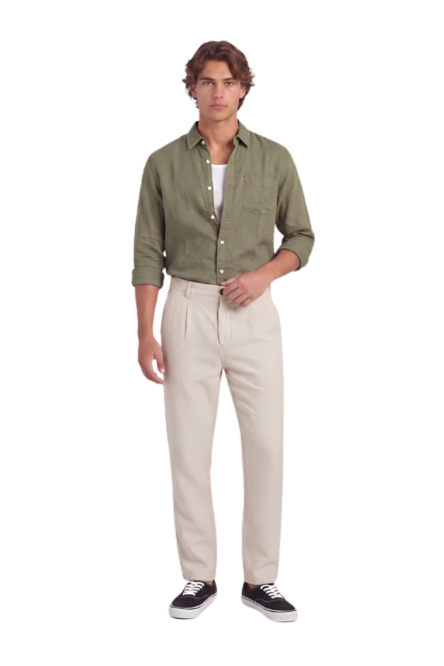 Hampton Linen Shirt - Vetiver Green