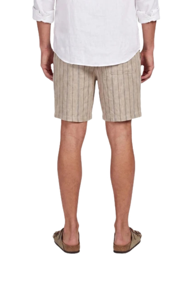 Jeff Linen Short - Sesame Stripe