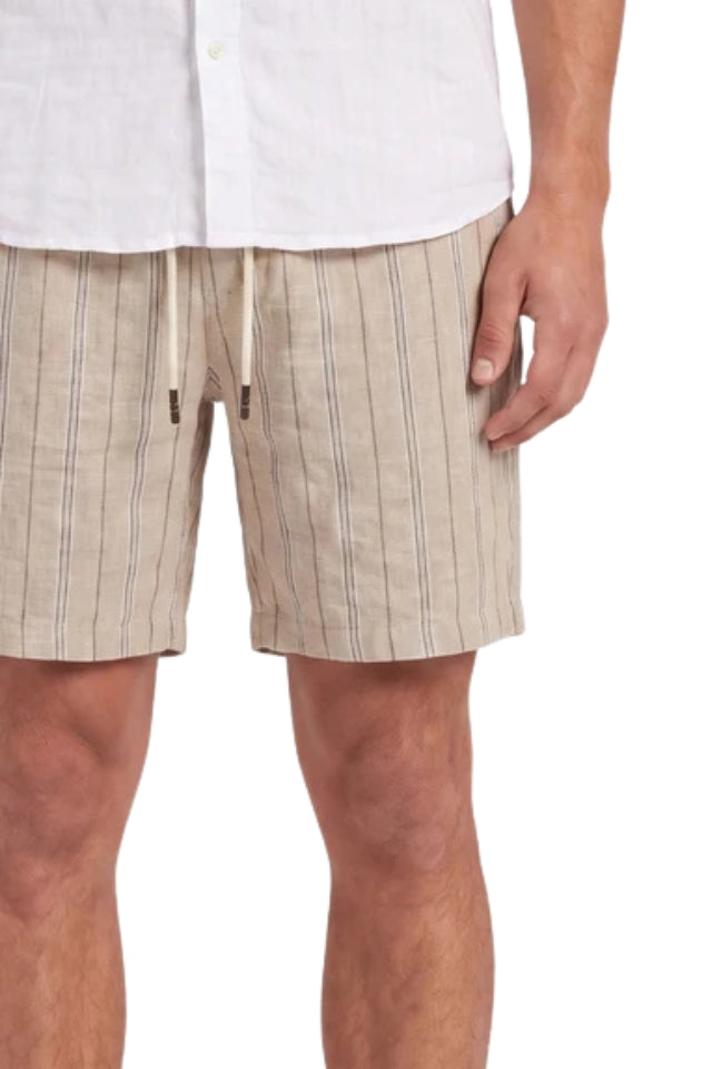 Jeff Linen Short - Sesame Stripe