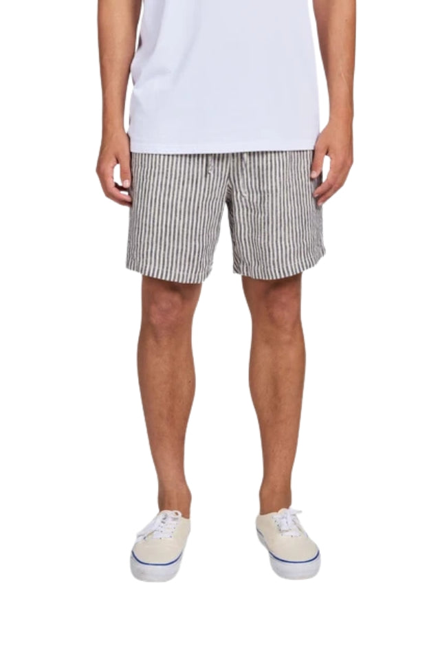 Stripe Riviera Linen Short - Peacoat Navy
