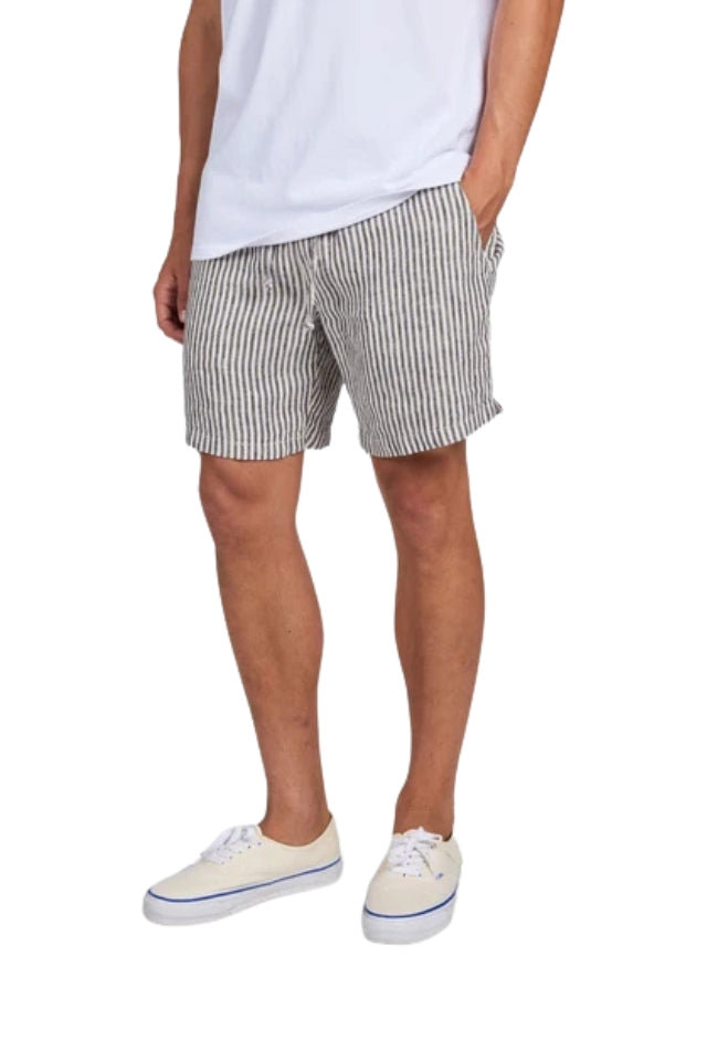 Stripe Riviera Linen Short - Peacoat Navy