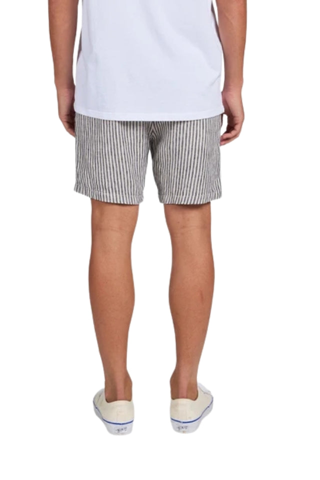 Stripe Riviera Linen Short - Peacoat Navy