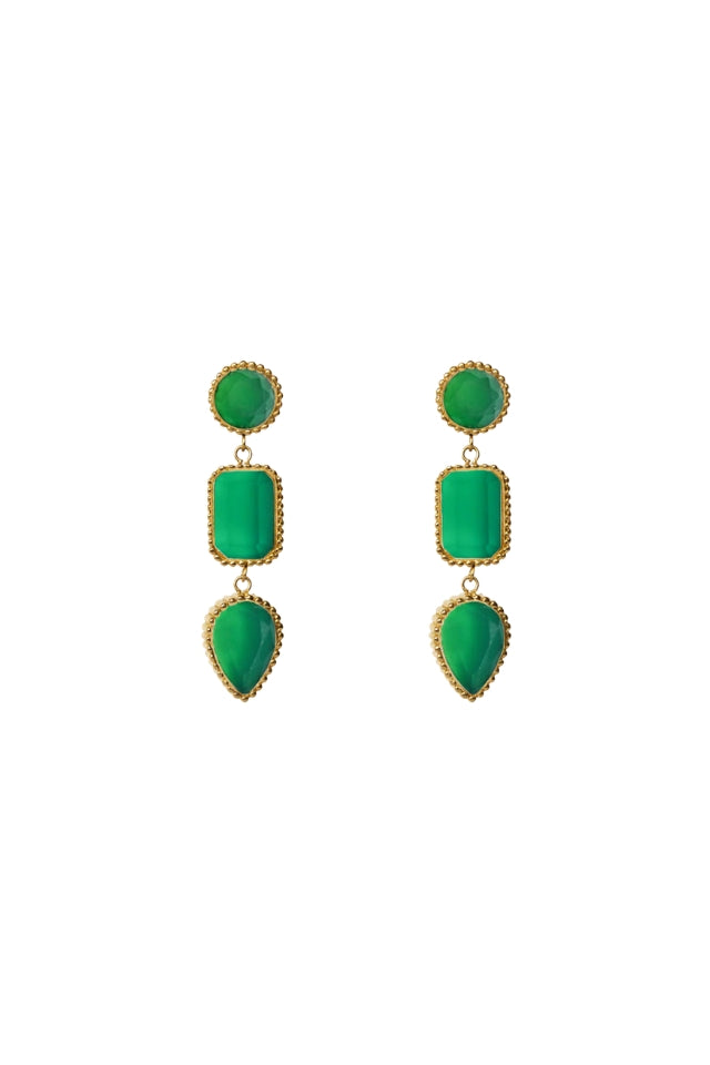 Earrings Persephone - Green Onyx