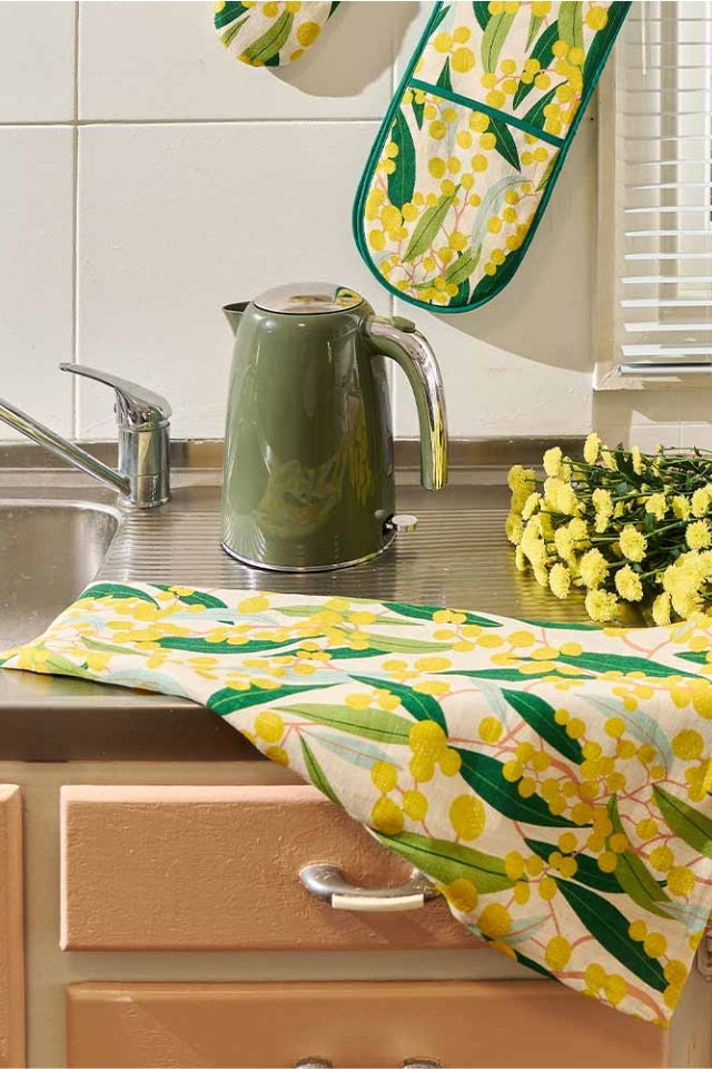 Linen Cotton Tea Towel - Golden Wattle