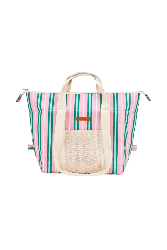 Picnic Cooler Box Bag - Pink & Green Stripe