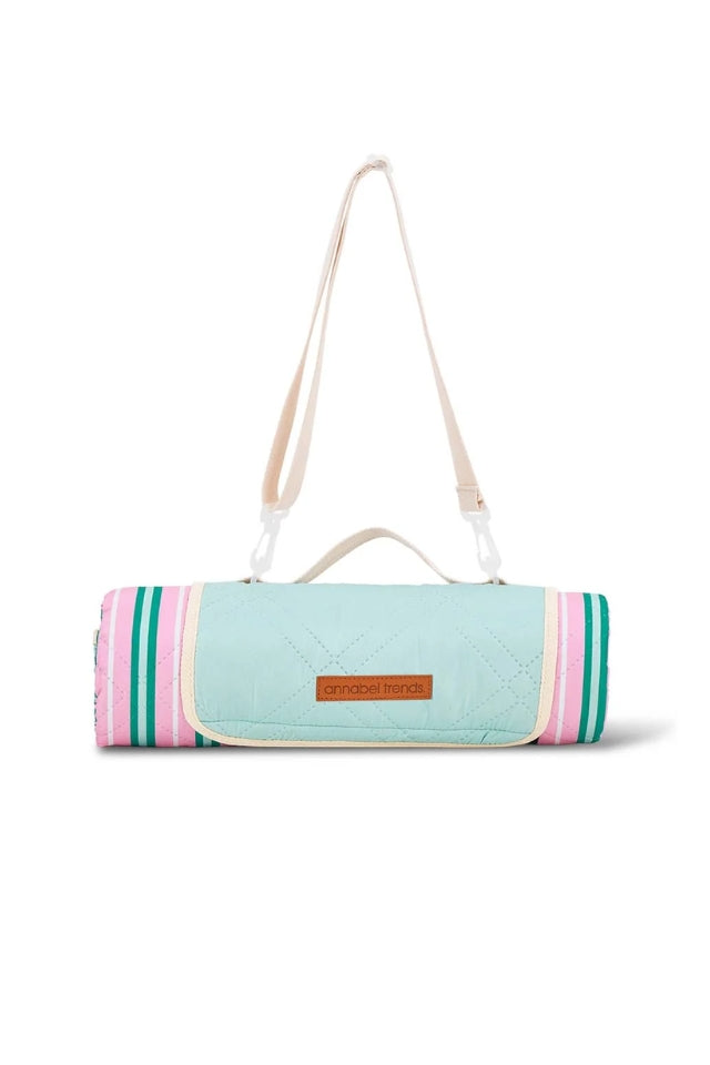 Picnic Mat - Pink & Green Stripe