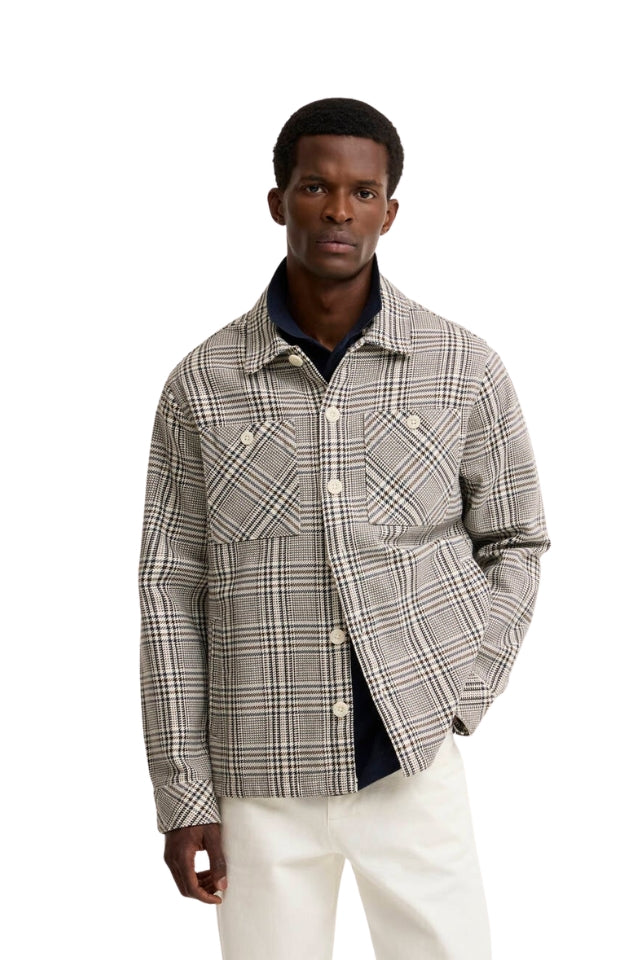Alderney Houndstooth Overshirt - Whisper White