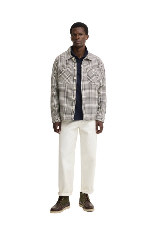 Alderney Houndstooth Overshirt - Whisper White