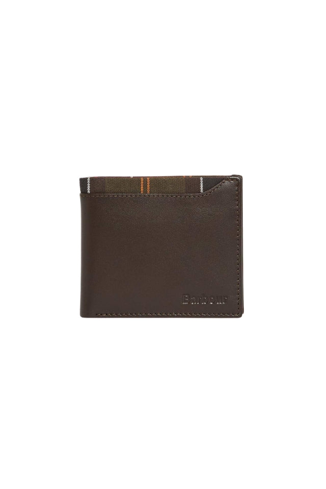 Brodick Leather/Tartan Billfold Wallet - Brown/Classic