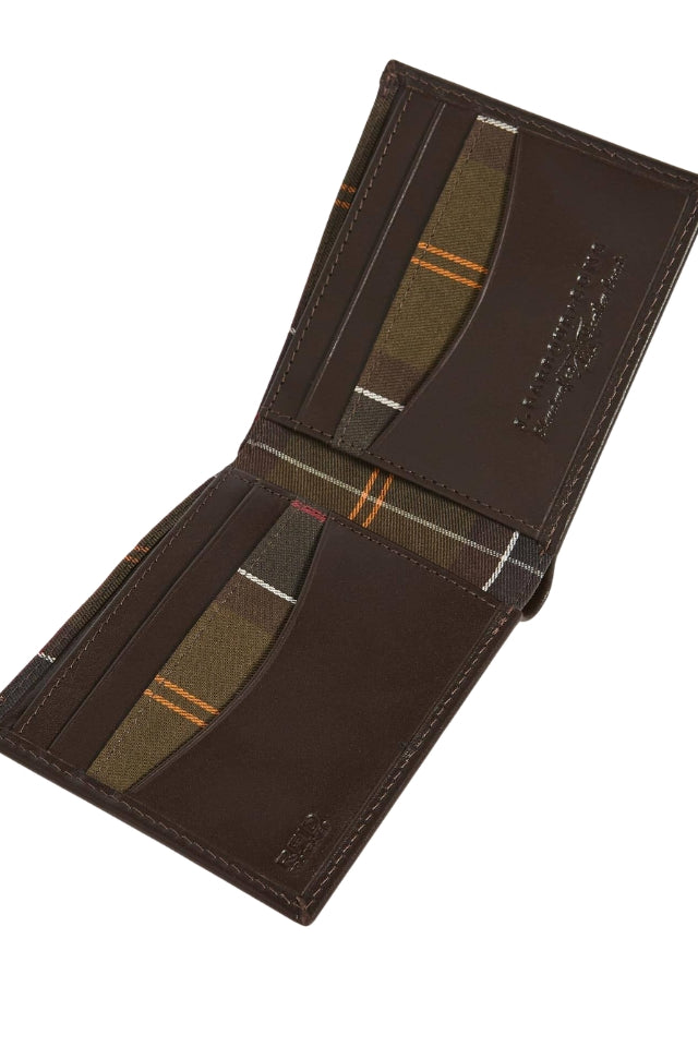 Brodick Leather/Tartan Billfold Wallet - Brown/Classic