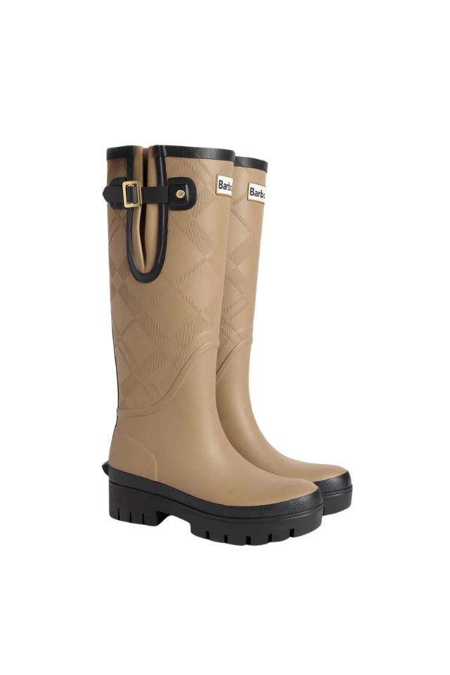 Leighton Tartan Tall Welly - Military Brown/Black