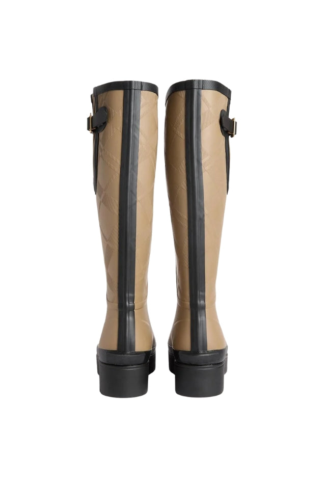 Leighton Tartan Tall Welly - Military Brown/Black