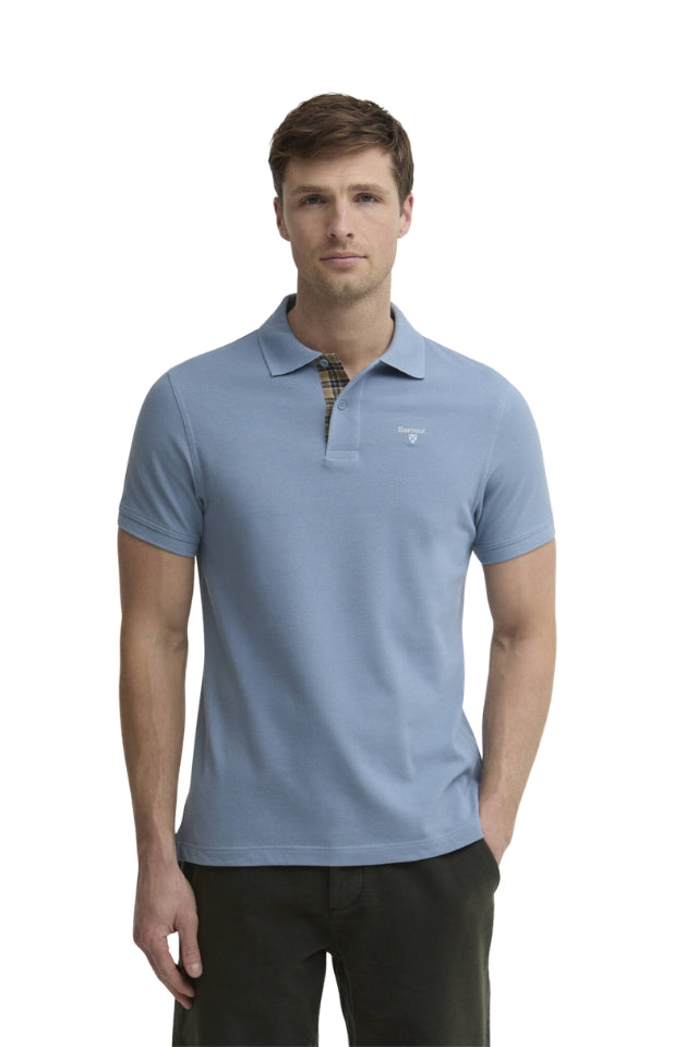 Tartan Pique Tailored Polo Shirt - Tarn Blue