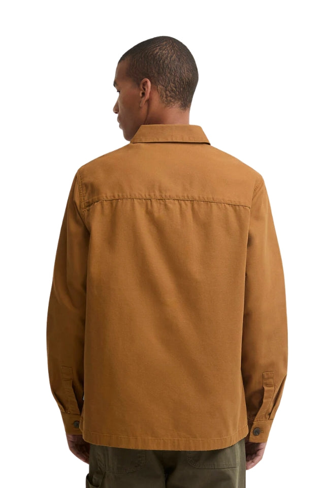 Tartan Trimmed Washed Overshirt - Cinammon