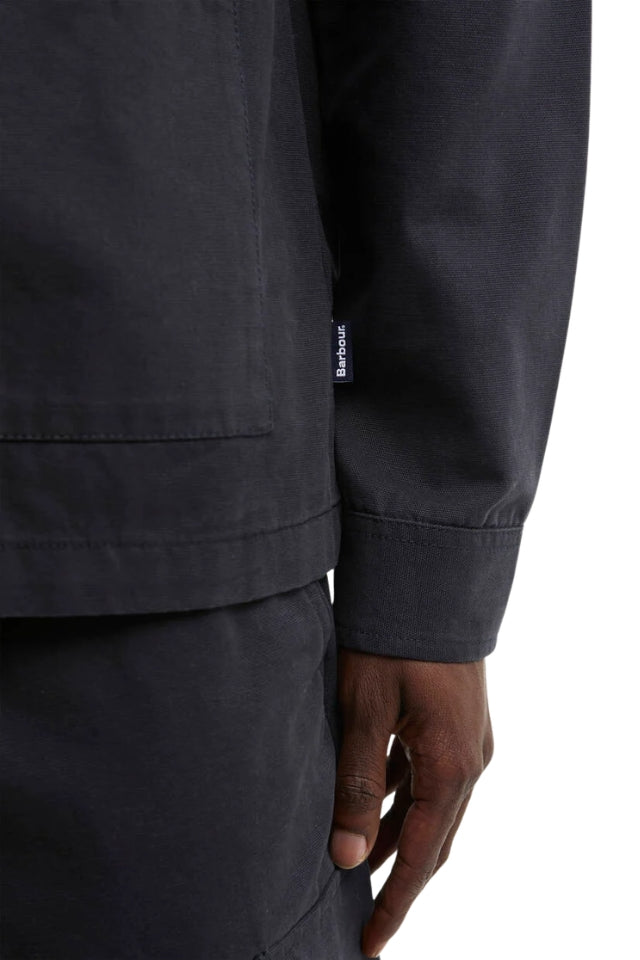Tartan Trimmed Washed Overshirt - Dark Navy