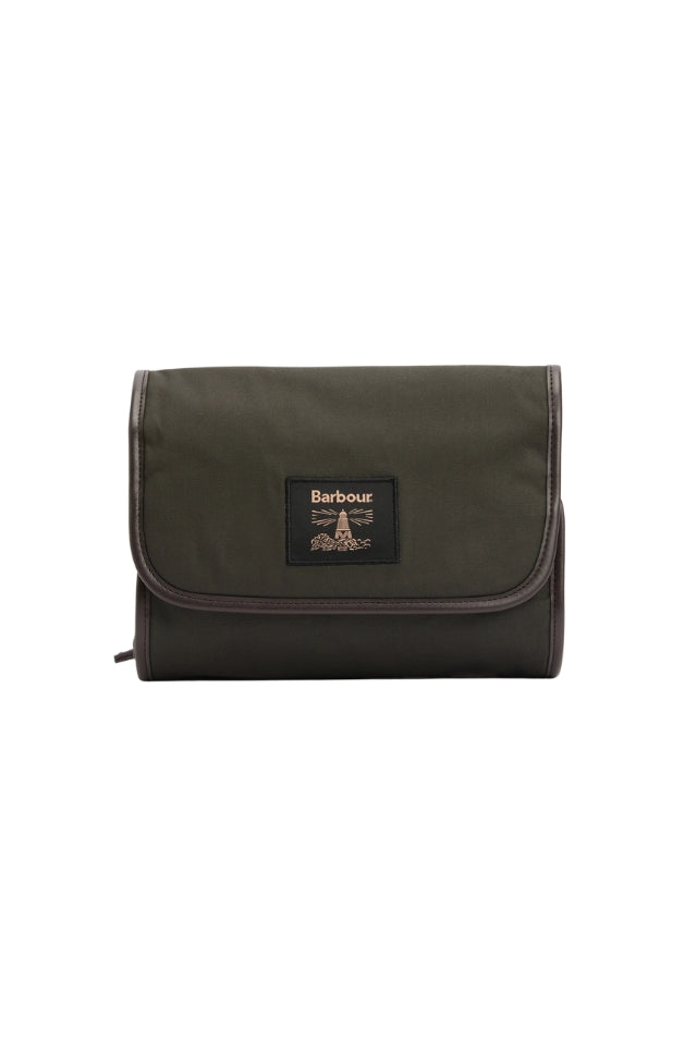 Wax Hanging Washbag - Olive/Beacon