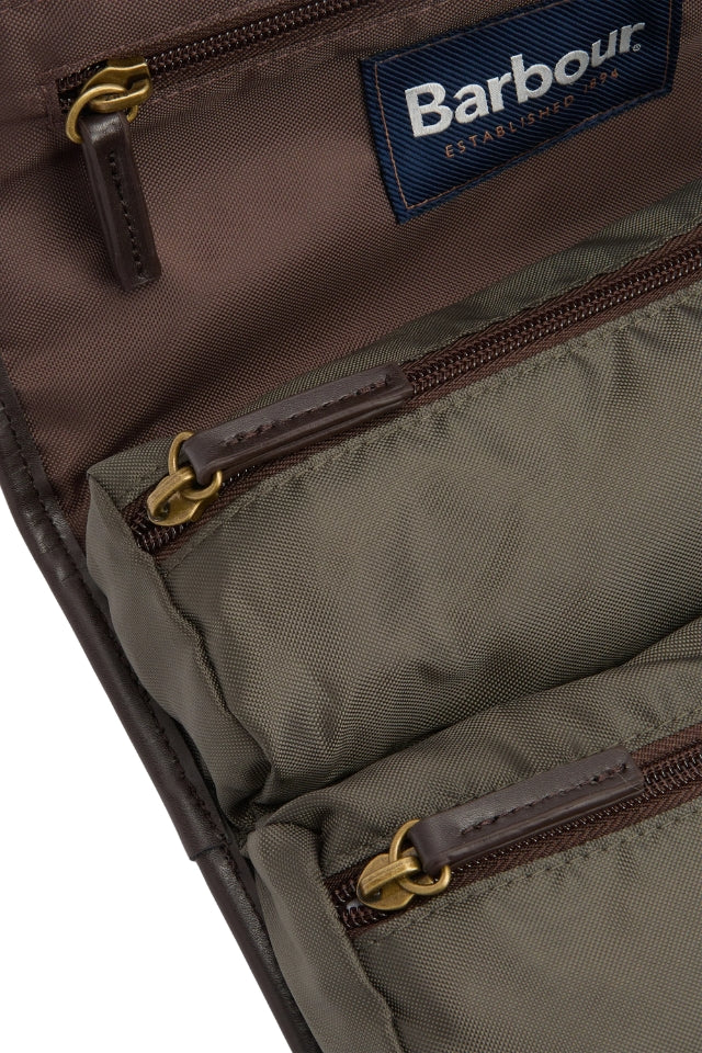 Wax Hanging Washbag - Olive/Beacon