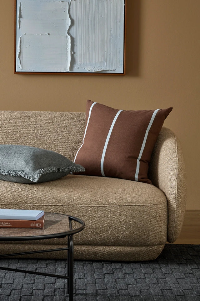 Otis Cushion with Feather Inner - Chocolate/Sky